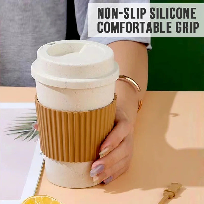 Coffee Tea Cup Wheat Straw  Cup for Outdoor Camping - Side View