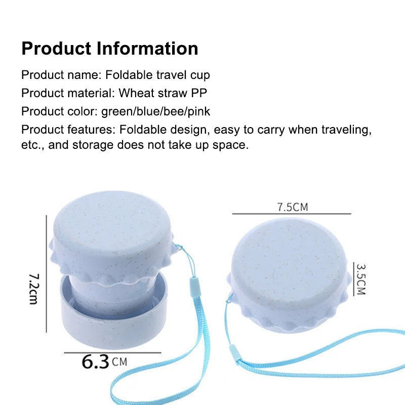 Outdoor retractable wheat straw portable coffee cup - Detail View