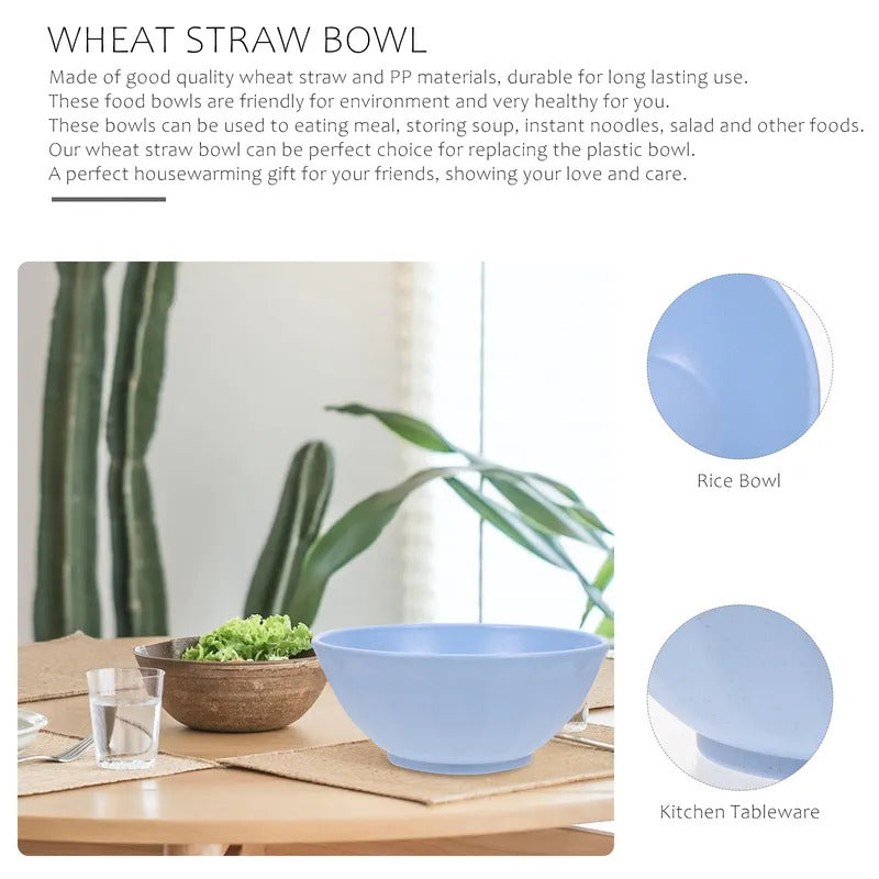 4Pcs Wheat Straw Bowls Unbreakable Home Kitchen Tableware - Side View