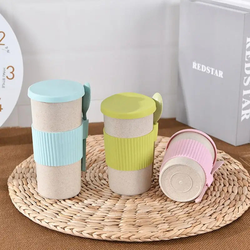 Camping Hiking Wheat Straw Coffee Mug - Side View
