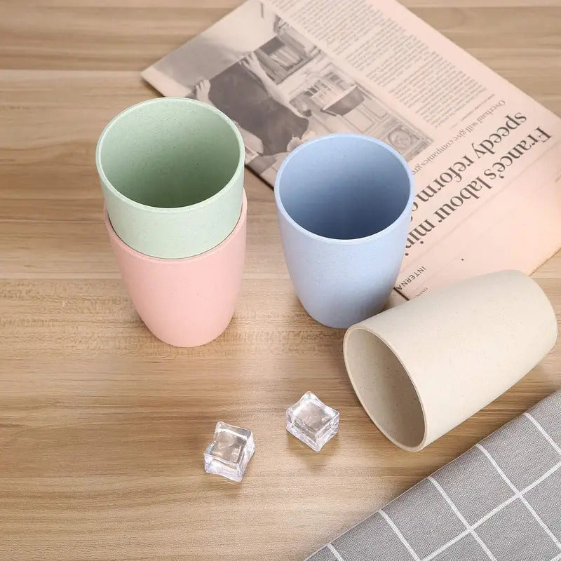 Wheat Straw Cup Reusable Drinking Glasses Set of 5 - Color Options