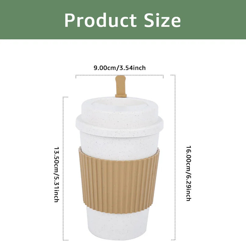 Coffee Tea Cup Wheat Straw  Cup for Outdoor Camping - Size Comparison
