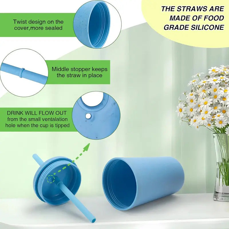 Wheat Straw Cups with Lids and Straws Dishwasher - Size Comparison