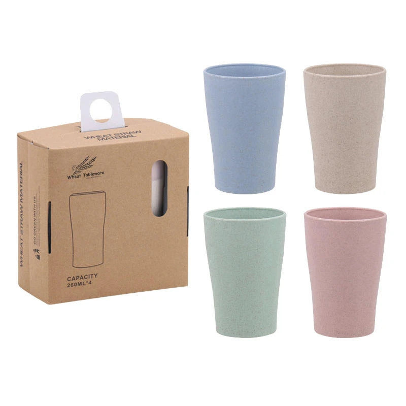 4 piece portable drinking cup made of wheat straw - Packaging