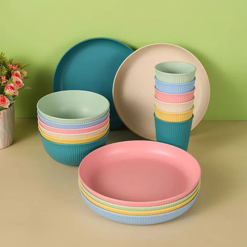 New High Beauty Drop resistant Wheat Straw Plate  Gift Set - Detail View