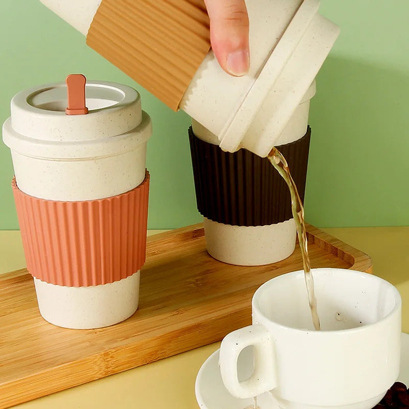 Coffee Tea Cup Wheat Straw  Cup for Outdoor Camping - Detail View