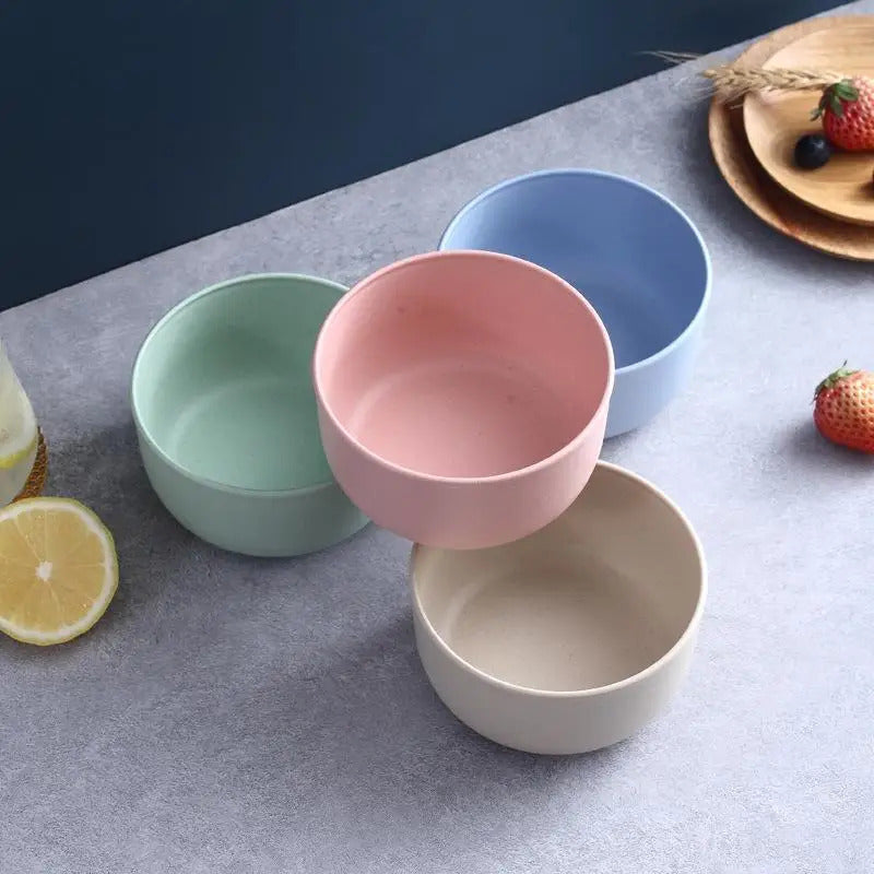 Color Wheat Straw Bowl Household Kitchen Dining Tableware - In Use