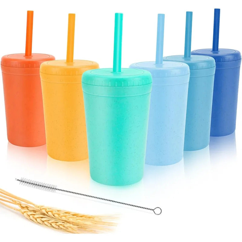 Wheat Straw Cups with Lids and Straws Dishwasher - Front View